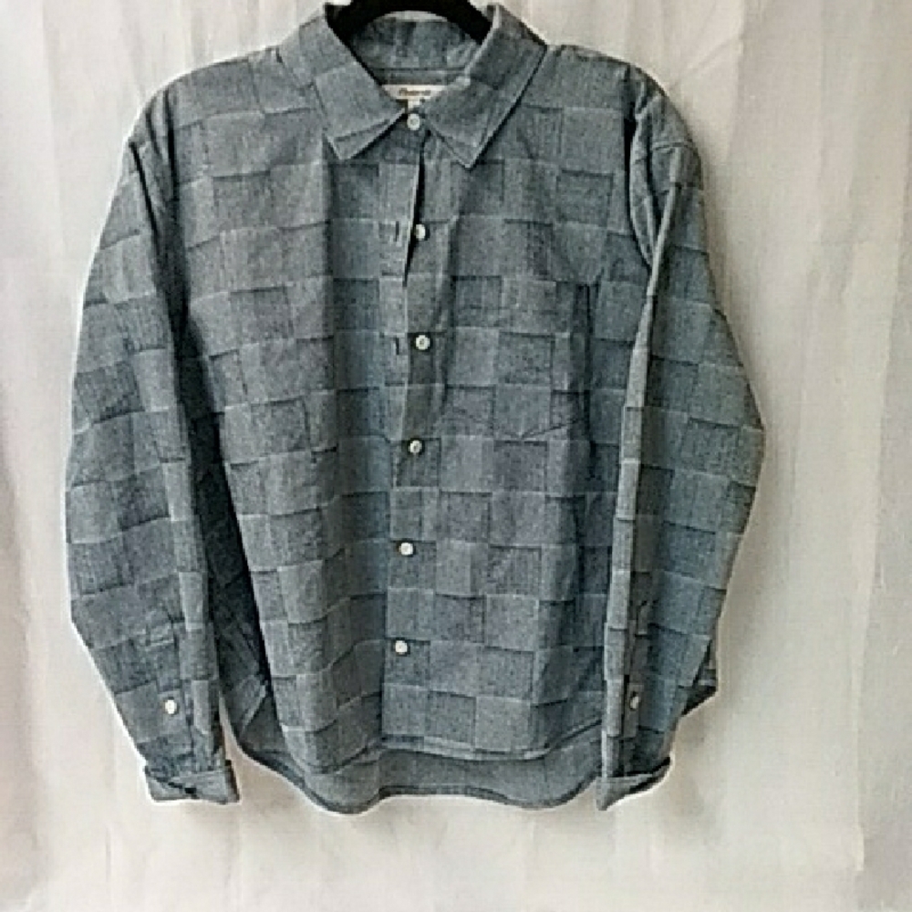 Madewell Kempton Button Up Light Check Blue Shirt Size M
